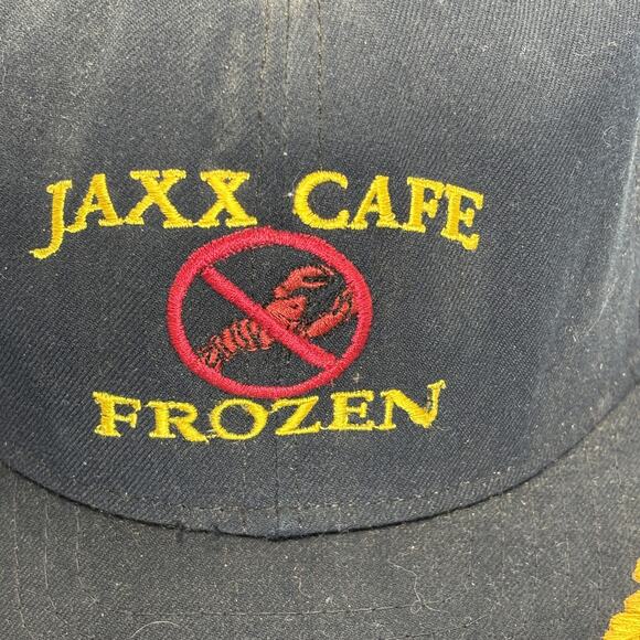 VINTAGE Jaxx Cafe Hat Cap Snap Back Black Embroidered Gold Leaf Mens USA 90s - Picture 5 of 8